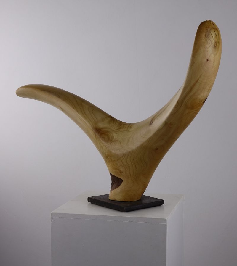 Skulptur von Barbara Guthy aus Zedernholz: Dreh- und Angelpunkt